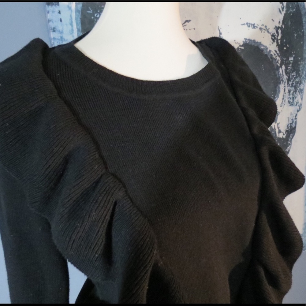 Black Ruffled Sweater - Picture 2 of 6